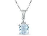 4/5 Carat (ctw) Aquamarine Solitaire Pendant Necklace in 10K White Gold with Chain